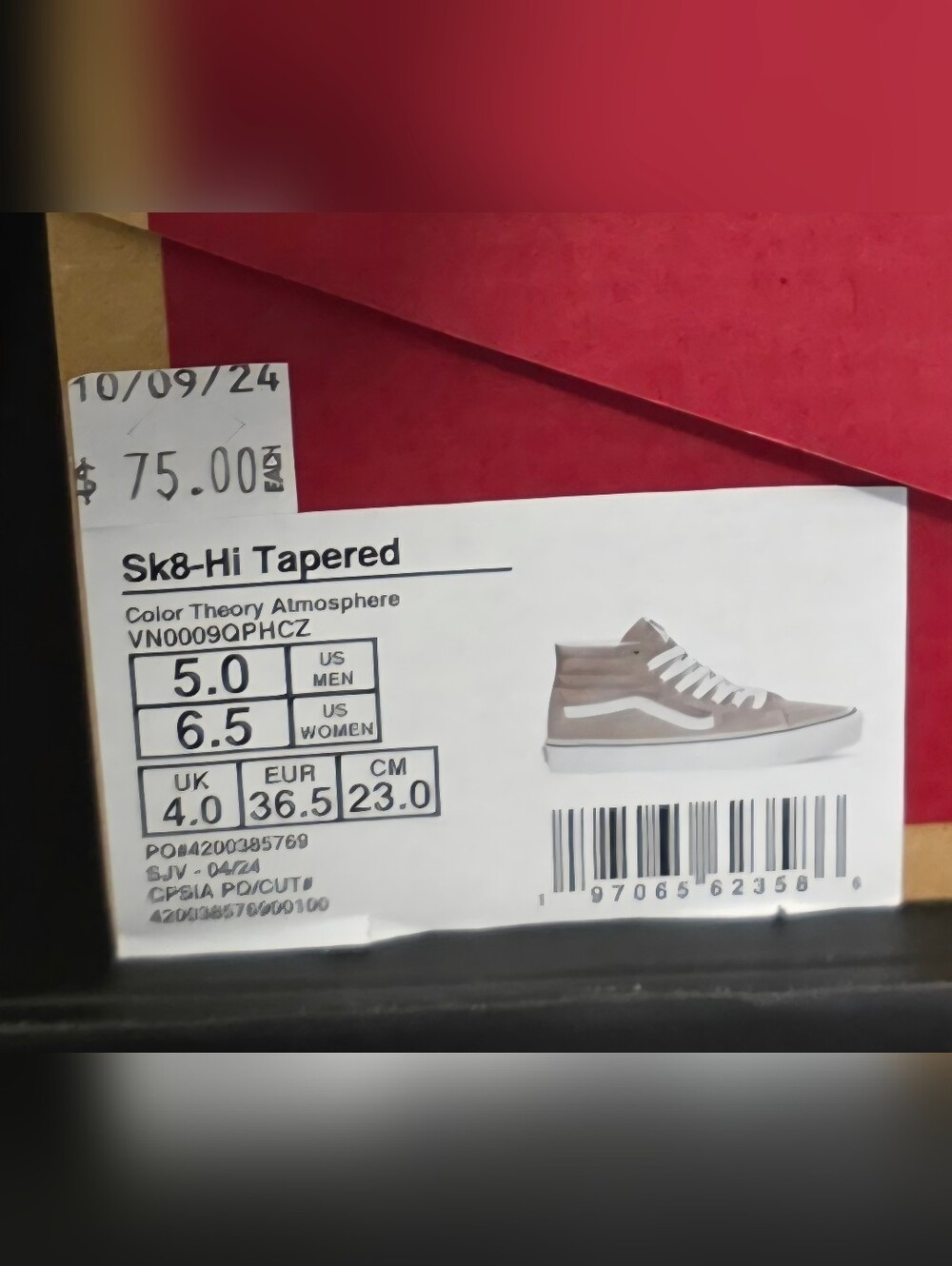Vans Sk8 Hi Tapered Shoes Color Theory Atmosphere Gray Size Women's 6.5 - Picture 10 of 11